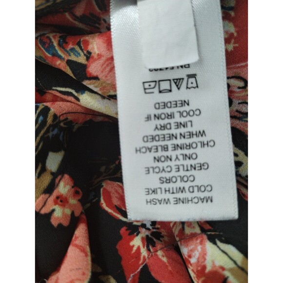 Top Size XXL Zip Back Dolman Sleeve Tunic Blouse Peach Blue Floral Autumn Winter - Picture 5 of 11